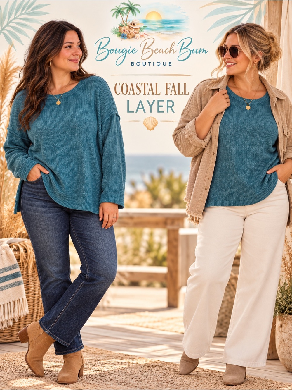 Teal Cozy Knit Women's Sweater by Zenana Plus Sizes